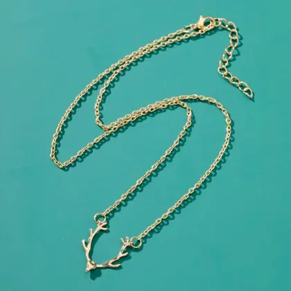 Golden antler silver deer clavicle Necklace simple fashion elk head rose gold alloy adjustable lovely animal Necklace women