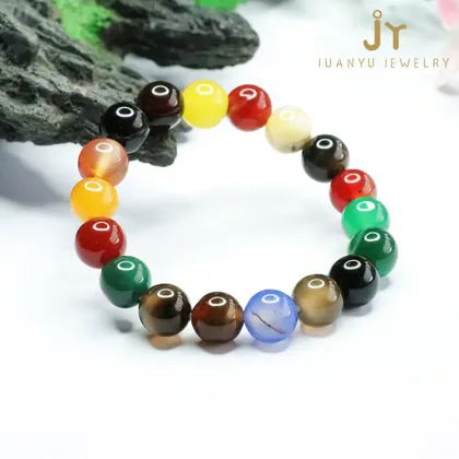 Wholesale Multicolored Precious Stone Bracelets: Including Black Agate and Green Chalcedony Bead Designs