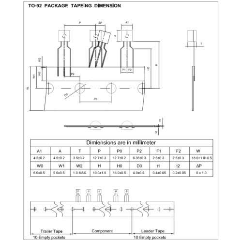 Back side of multi-layer metal TO-92 MAC97A8 Triac