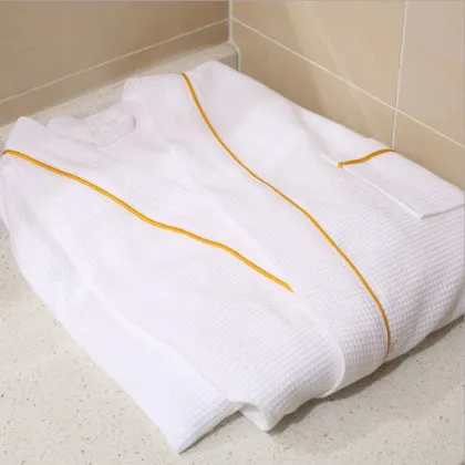 Golden Piping Waffle Bathrobe Thin Robe