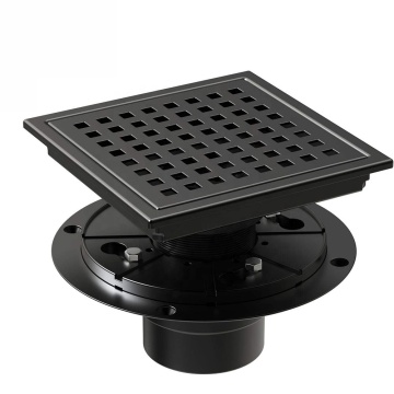 6 Inch Flange Quadrato Pattern Grate - Food-Grade SS304 WATERMARK CUPC Certified Matte Black Square Shower Floor Drain