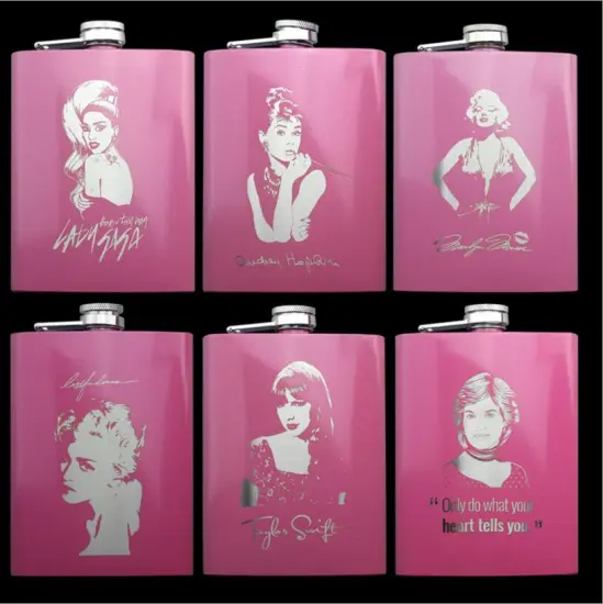 Rose Pink 8oz Hip Flask Women Portable Stainless Steel Flagon Pocket Flask For Whiskey With Gift Box