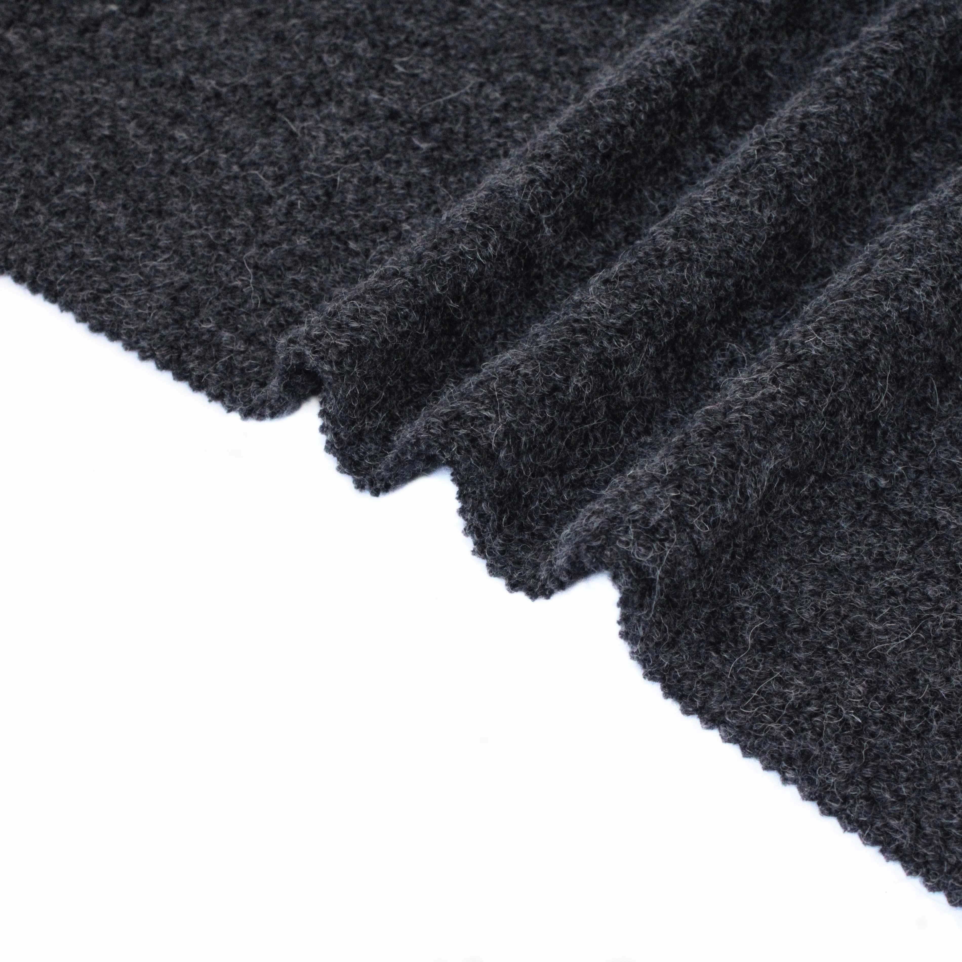 Black White Fleece Tweed Wool Fabric