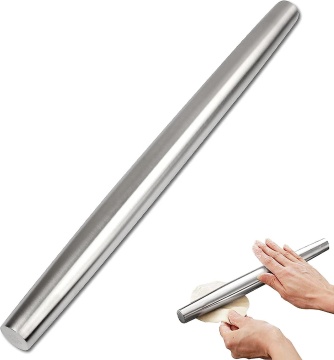 Professional Stainless Steel Tapered French Rolling Pin for Baking and Dough Work