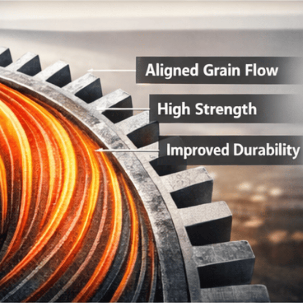 Forged girth gear fiber flow illustration