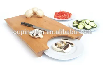 2015 new design bamboo cutting board with hole to put Plate Smart Kitchen Bamboo chopping blocks cutting board wholesale