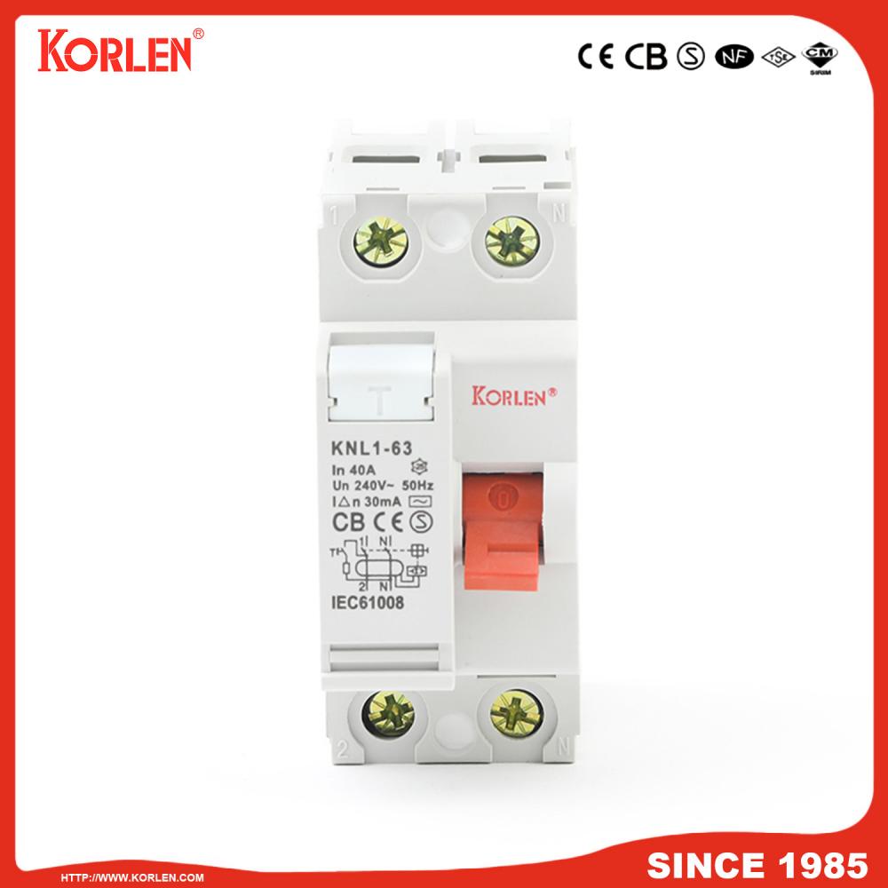 Residual Current Circuit Breaker KNL1-63 3KA CB 2P