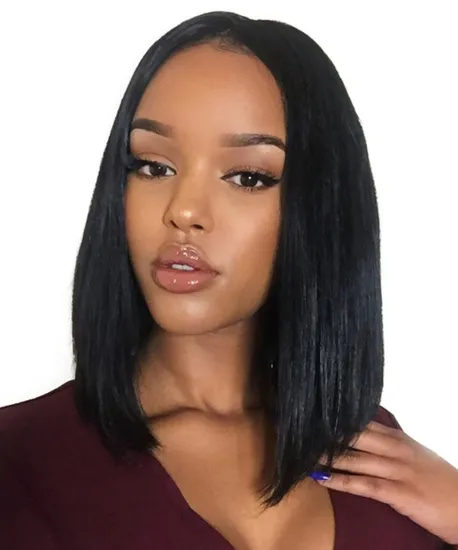 Wholesale 13x6 Short Bob Lace Front Human Hair Wigs For Black Women Brazilian Remy Straight bob Transparent Lace Frontal Wigs