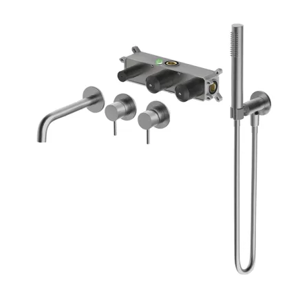 Wall Mounted Brushed Nickel Bathtub Faucet With Shower