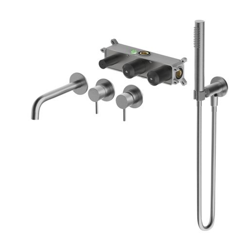 Gold Wall Mount Roman Tub Faucet With Sprayer