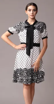 Pretty Steps 2016Summer Vintage Elegant office ladies High waist dresses lace splicing sexy Knee Length Dress