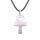 Rose Quartz Handmade Craved Ankh Pendant (20x30mm) Necklace 45cm Black Cord