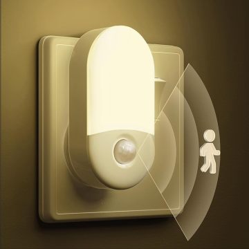 LOHAS 0.6W Mini Nightlight - 3000K Warm White PIR Motion Sensor LED Light for Bathroom and Hallway
