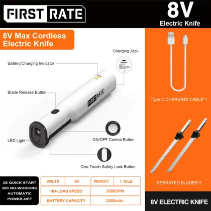 High Frequency Powered Knife - OEM ODM Stainless Steel 8V Rechargeable Electric Meat Cutting Knife