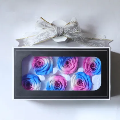 Kunming Factory Rainbow Preserved Forever Rose 56cm Everlasting Flower