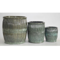 Werbefrostfrostbeständige Keramiktöpfe für Dekoration Runde Bambustrommel Keramik billige Pflanzentöpfe