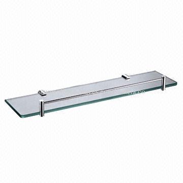 Bathroom Glass Shelf with Stainless Steel Parts, Length of 50cm