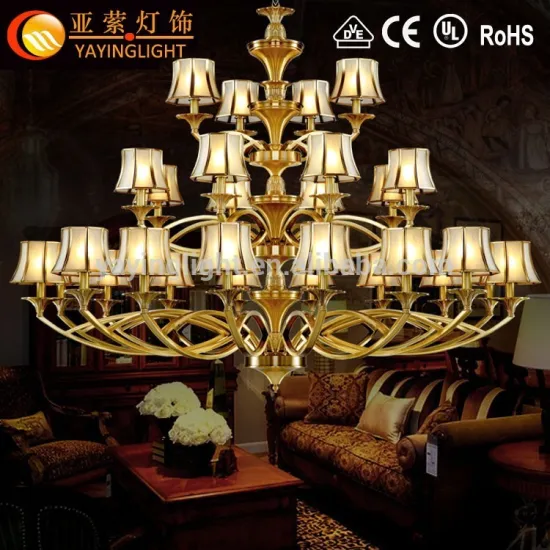 Hotel project All copper glass chandelier,North European style all copper chandelier