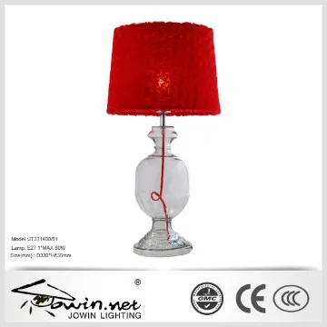Red fabric power outlet hotel table lamps