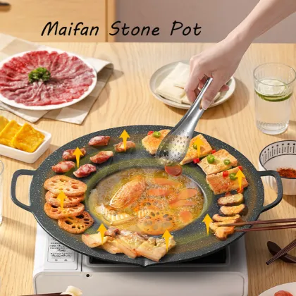 Wholesale Enamel Frying Pan with Double Ears Grill Pan - Indoor Cooking Pan
