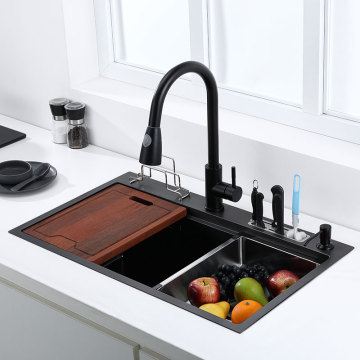 LANDOO Pia De Cozinha Handmade 304 Stainless Steel Waterfall Kitchen Sink