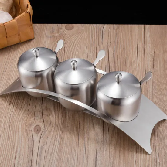 SUS304 Stainless Steel Condiment Pots Set