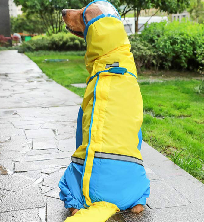 Brown and Yellow Pet Jumpsuit Raincoat