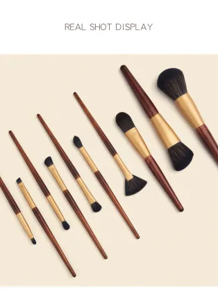 10 Piece Wood Goat Hair Makeup Brushes Suit