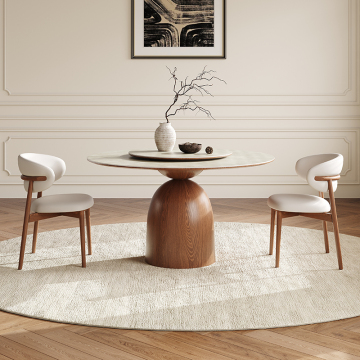 Modern Vintage Walnut Wood Turntable Dining Table