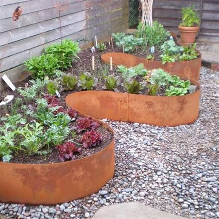 weathered steel garden edging