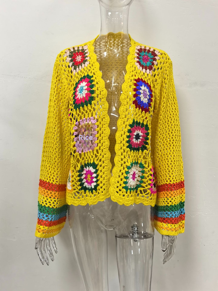 European American Handmade Crochet Knitted Cardigan