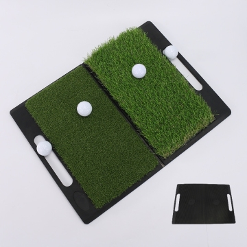 Çift çim ve kayma önleyici destek ile taşınabilir katlanabilir mini golf uygulama matı