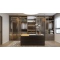 Guarda -roupa elegante equipado com sistemas de portas de vidro deslizantes