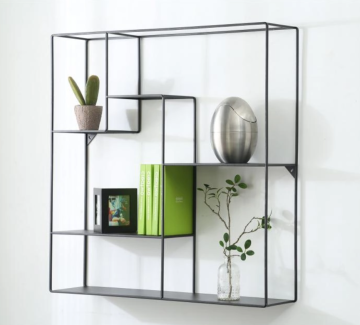 Metal wall-mounted shelf for interior decoration