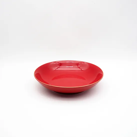 Red Colored Ceramic Enamel Bowl Custom Salsa Bowls