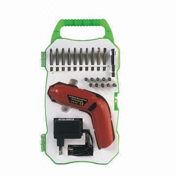 23-piece cordless screwdriver set with 1-piece magnetic bit holder