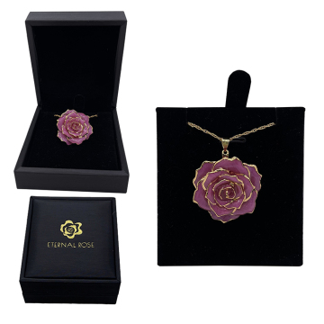 Multi-Color Women's Jewelry: Preserved Rose Flower Shaped Pendant Necklaces