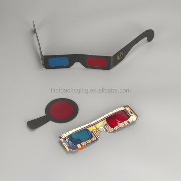 Custom gestaltete billige Karton -Decodergläser mit rotem Objektiv - Urlaubspapier Brillen