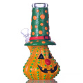 Colorido de vaso de precipitados de vidrio de calabaza, linda calabaza de Halloween con brillo en la oscuridad, tubería de agua de vidrio de borosilicato con tazón de 14 mm