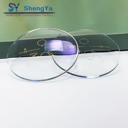 1.56 HMC Photochromic Blue Cut Lens Optik Manufactory Progresif UV420 PGX Round Top Blue Block Lens Sunglasses