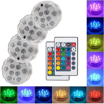 10 LED RGB Wodoodporne lampy zanurzalne z pilotem dla elementów wody
