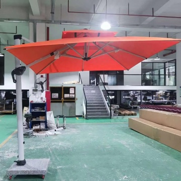 Aluminum Rotating Parasol with Wheels for Hotel Swimming Pool and Garden