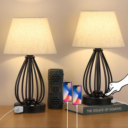 3-Way Dimmable Modern Bedside Nightstand Lamps