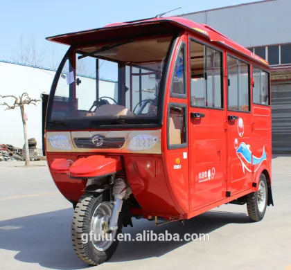 China Fulu closed electric passenger bajaj taxi trike Tuk tuk trike tricycle with 5 seats