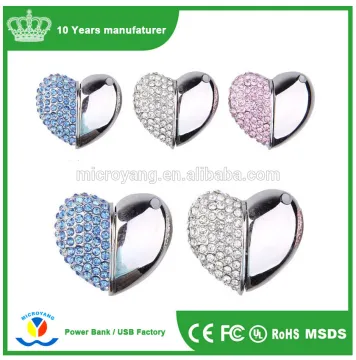 Fashionable heart shape jewel usb flash drive gifts for promotional