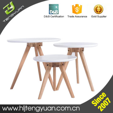 Modern Living Room Furniture Solid Round Wooden Tea Table Design