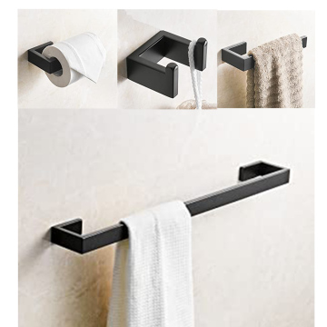 Fapully 4-Piece Matte Black Bathroom Hardware Accessory Set