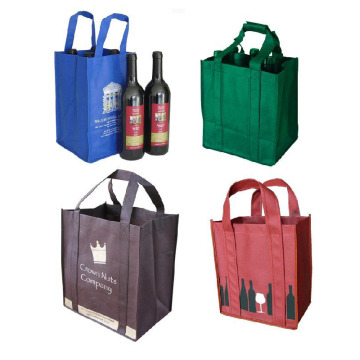 Återanvändbara anpassade icke -vävda väskor för vinflaskor