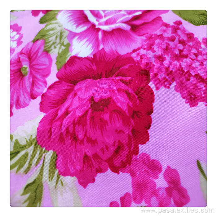 hot pink cotton printed satin fabric custom fabric printing floral printed fabric