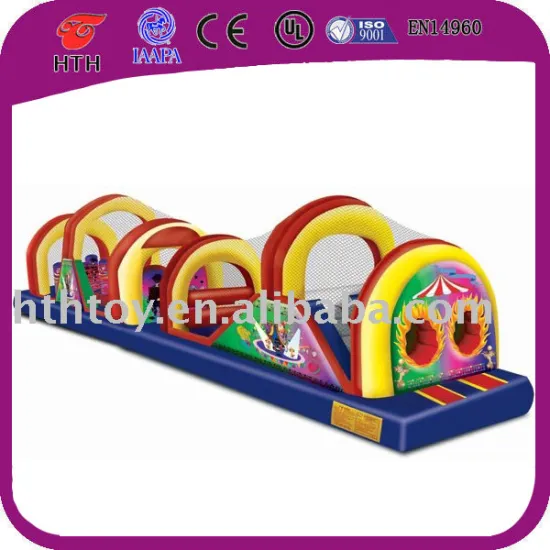 Soft playground kids inflatable obstacle course with safety net